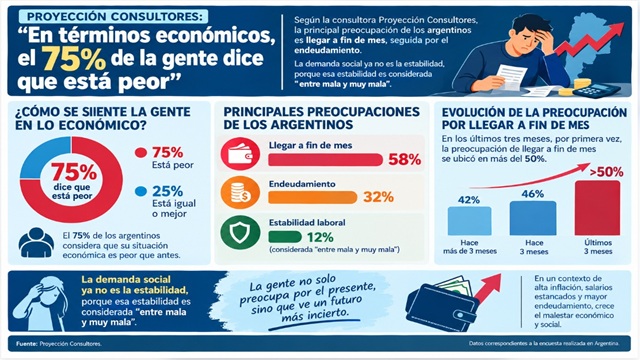 PROYECCI&Oacute;N CONSULTORES: &laquo;EN T&Eacute;RMINOS ECON&Oacute;MICOS, EL 75% DE LA GENTE DICE QUE EST&Aacute; PEOR&raquo;