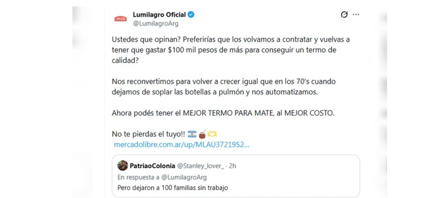 LUMILAGRO TUVO QUE DAR MARCHA ATR&Aacute;S CON UN POSTEO Y HABLAR DE CRISIS