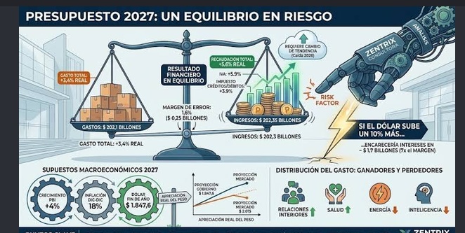 PRESUPUESTO 2027: SI EL D&Oacute;LAR SUBE UN 10% M&Aacute;S DE LO PRESUPUESTADO, ROMPER&Aacute; EL EQUILIBRIO FISCAL