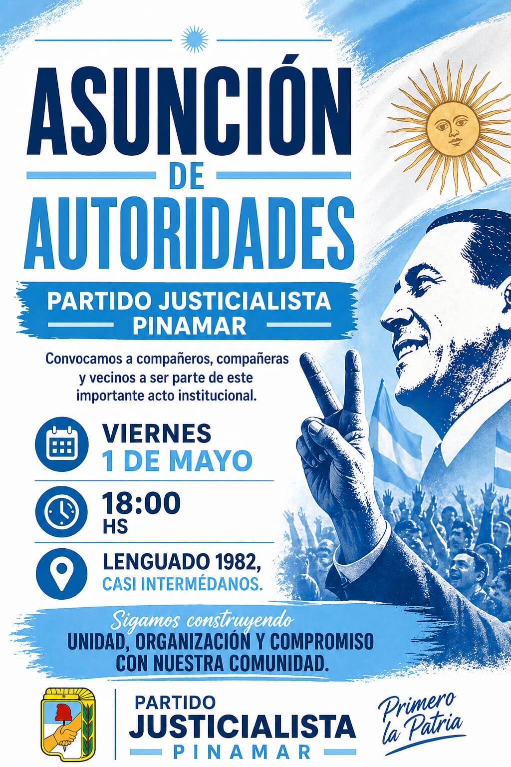 ESTE VIERNES 1&ordm; DE MAYO A LAS 18.00 HORAS ASUMEN NUEVAS AUTORIDADES DEL PARTIDO JUSTICIALISTA DE PINAMAR