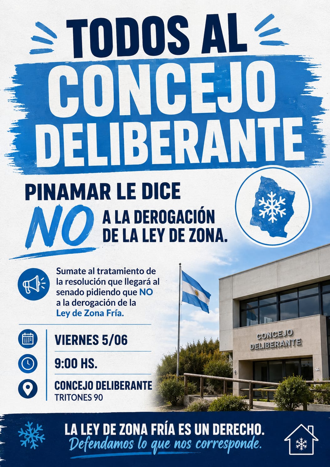CONVOCATORIA AL CONCEJO DELIBERANTE DE PINAMAR PARA EVITAR LA DEROGACI&Oacute;N DE &ldquo;ZONA FRIA&rdquo;